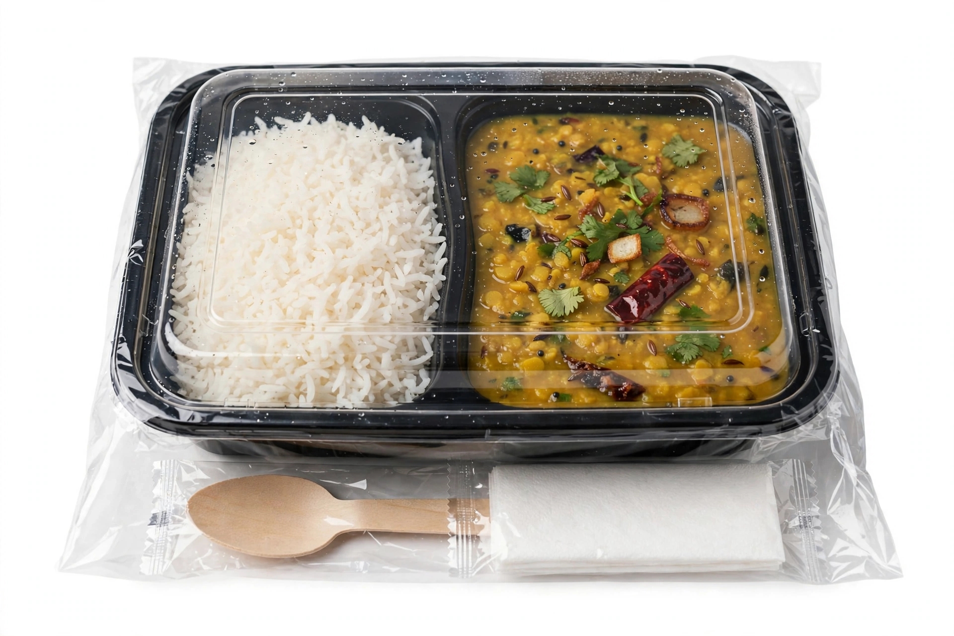 Dal fry and plain rice combo